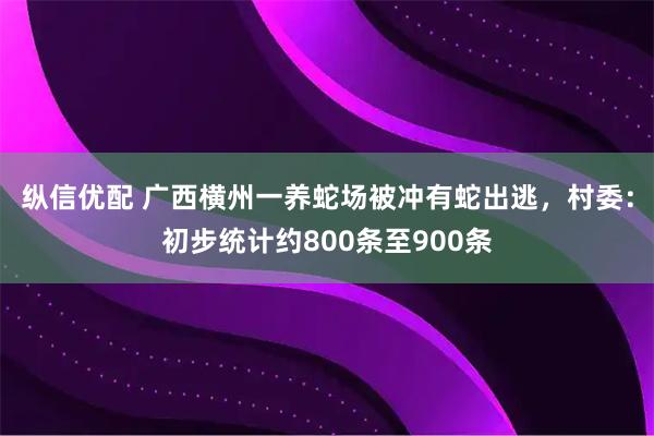 纵信优配 广西横州一养蛇场被冲有蛇出逃，村委：初步统计约800条至900条